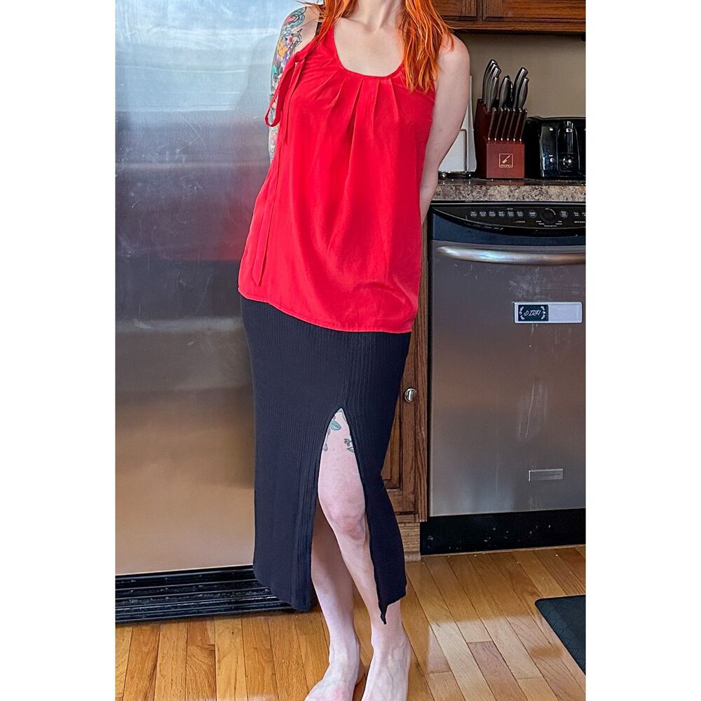 J.Crew Red Single Shoulder Tie Tank Size 00 EUC